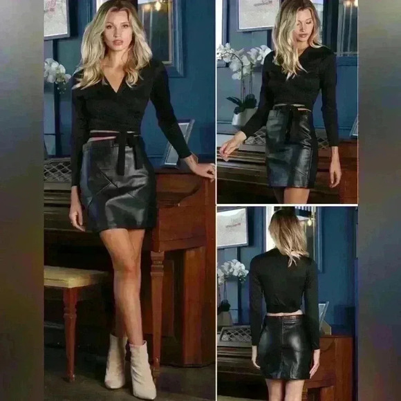 NWT Faux Leather High Waisted Bodycon Slim Mini Skirt Sz XL Item# 5C - Picture 4 of 11